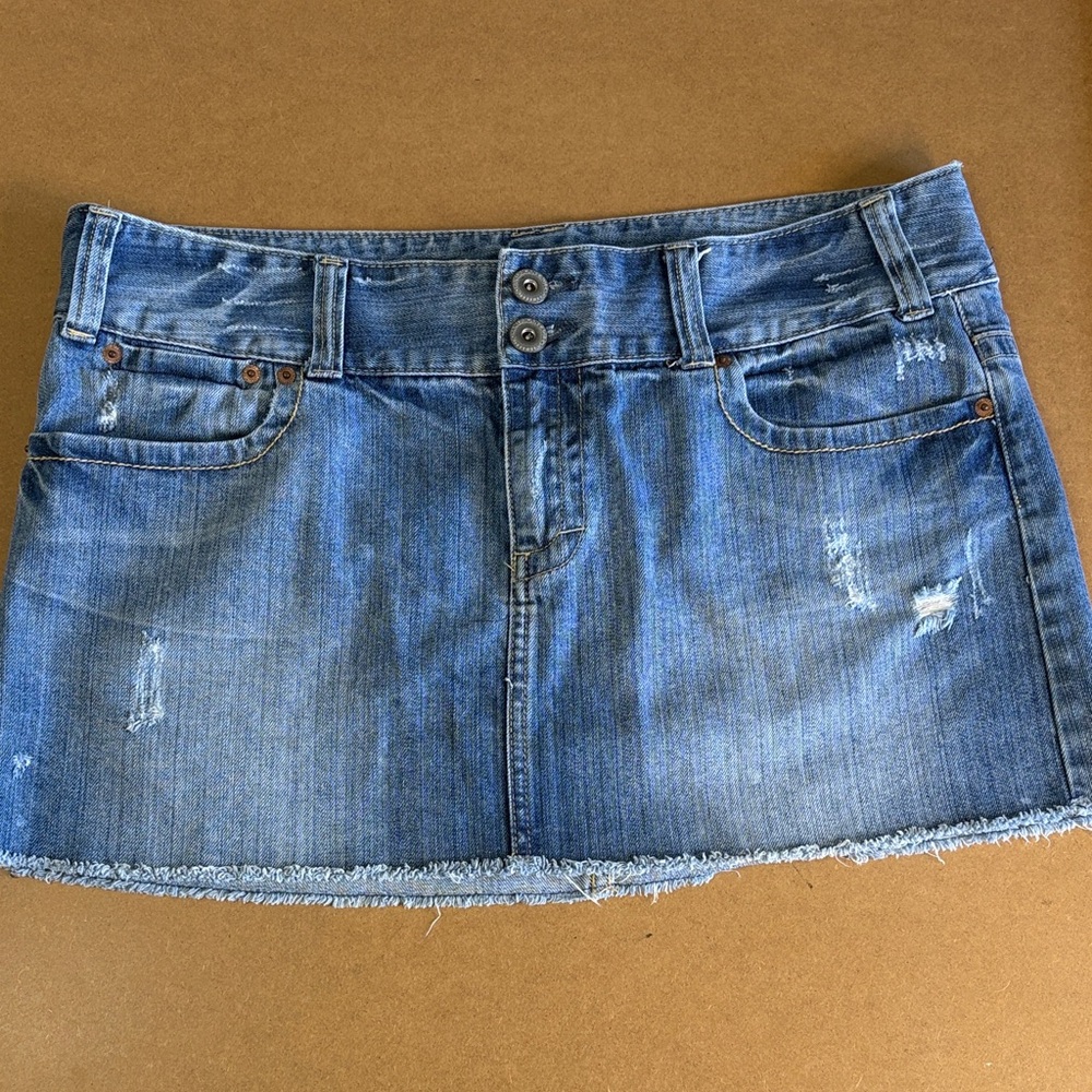 Y2K Vintage American Eagle Micro Mini Skirt Alt Indie Sleaze Festival Raw Hem 14